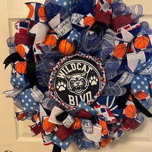 Wildcat Blvd Blue and Orange Decorative Wreath